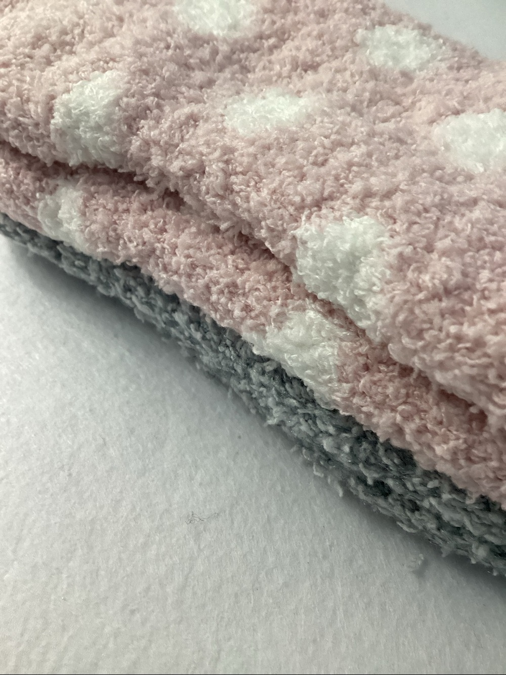Charter Club Soft Plush Fuzzy Socks - 2 Pairs (Pink Polka Dot and Gray) - Picture 6 of 7
